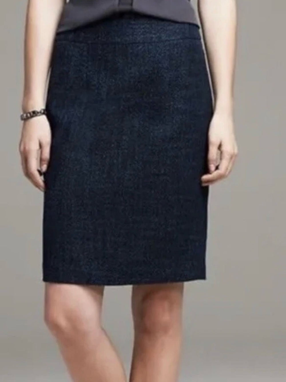 Banana Republic Blue Black Tweed Pencil Skirt Size 4 NWT